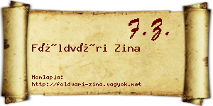 Földvári Zina névjegykártya
